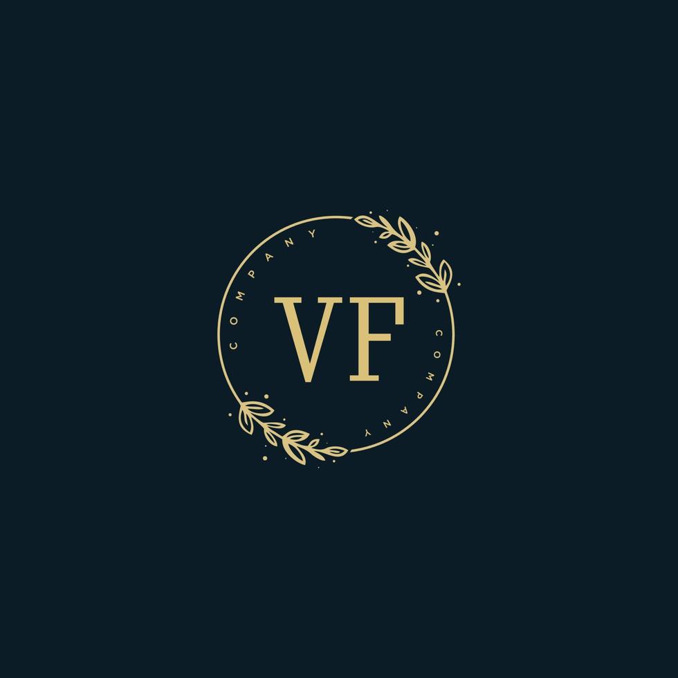 monogramme de beauté vf initial et création de logo élégante, logo manuscrit de la signature initiale, mariage, mode, floral et botanique avec modèle créatif. vecteur