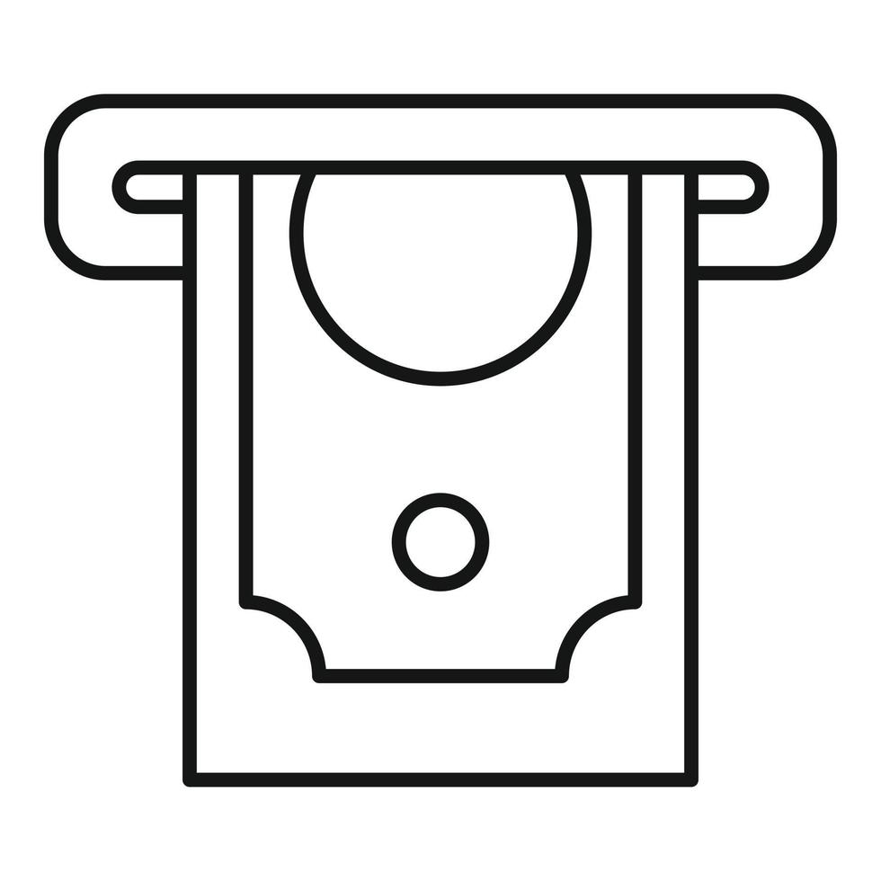 icône de distributeur automatique de billets d'argent, style de contour vecteur