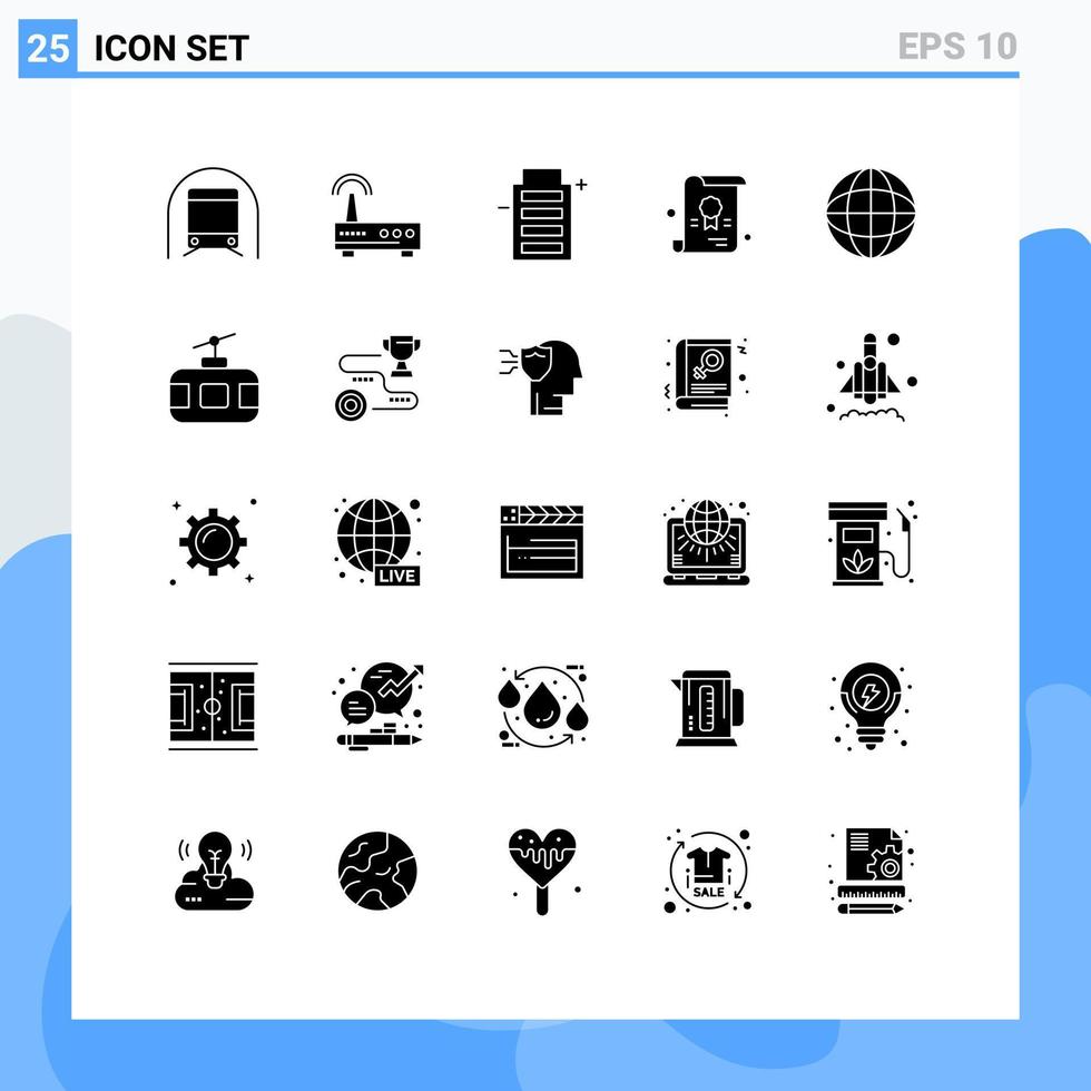 25 concept de glyphe solide pour sites Web mobile et applications emplacement diplôme d'enseignement scolaire environnement éléments de conception vectoriels modifiables vecteur