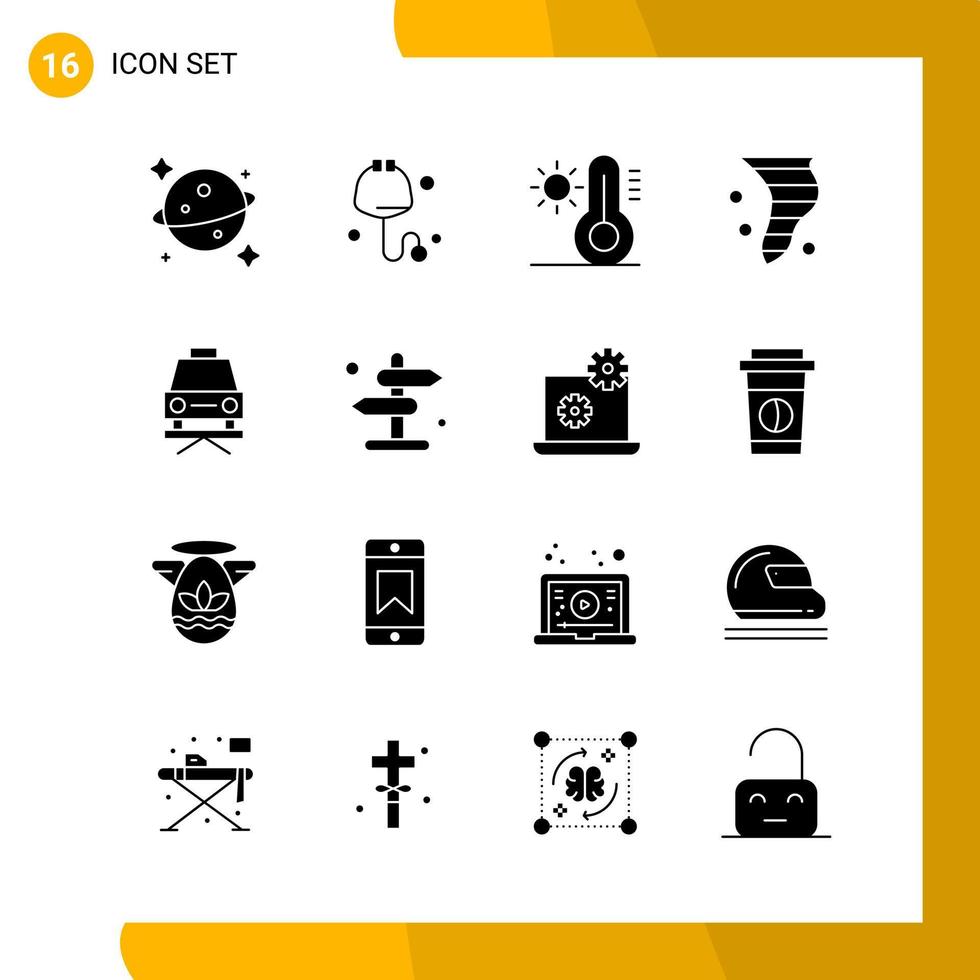 16 icônes ensemble de symboles de glyphe de pack d'icônes de style solide isolés sur fond blanc pour la conception de sites Web réactifs vecteur