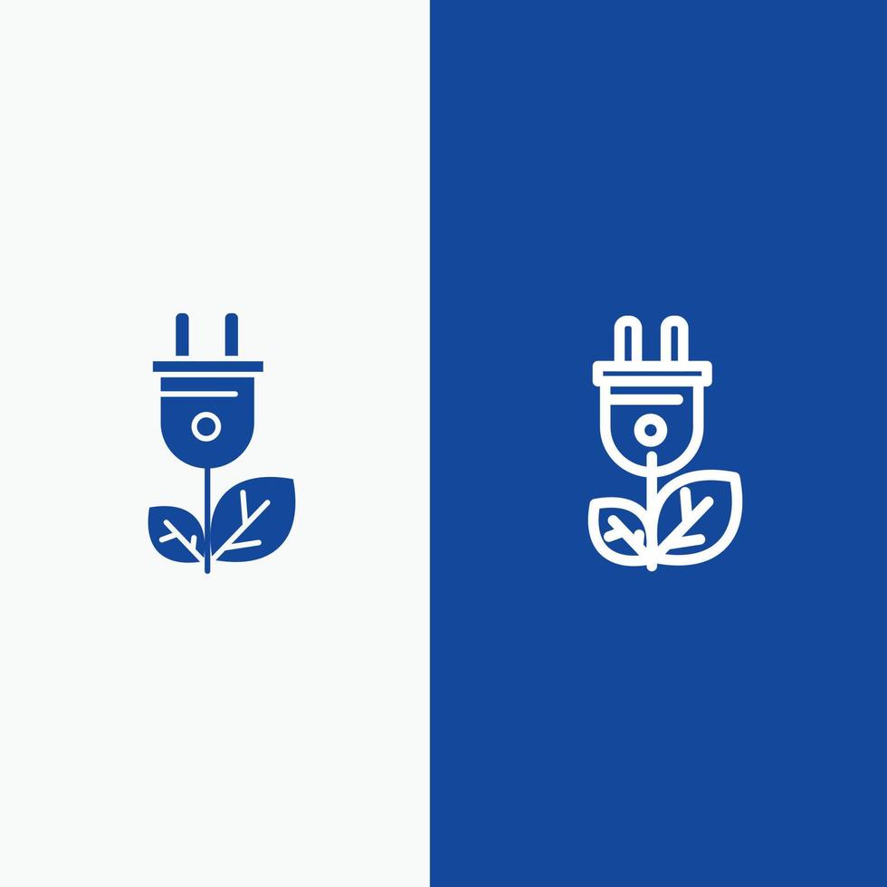 ligne électrique de prise dénergie de biomasse et glyphe icône solide bannière bleue ligne et glyphe icône solide bannière bleue vecteur
