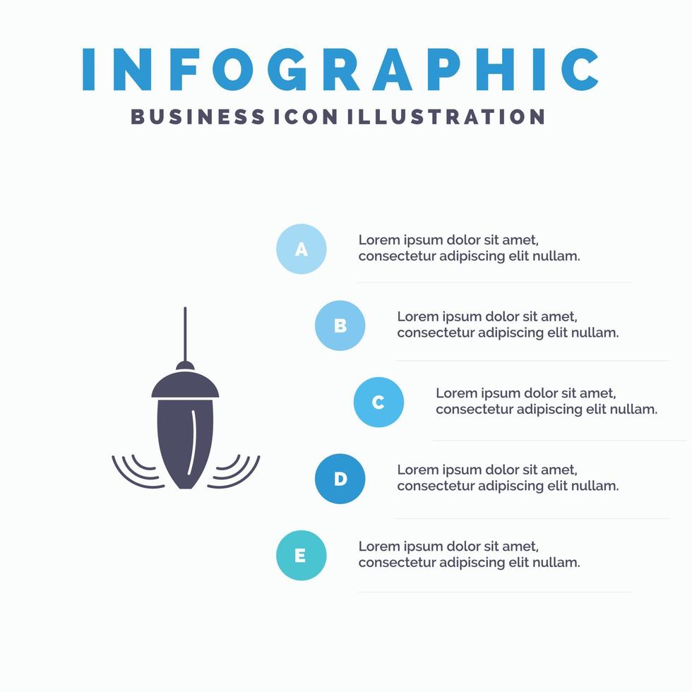 plomb instrument mesure plomb plomb solide icône infographie 5 étapes présentation arrière-plan vecteur