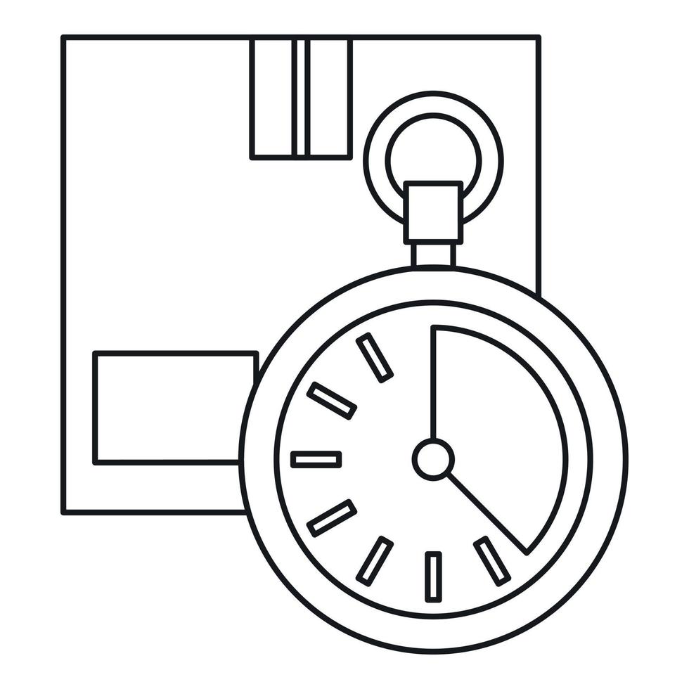 boîte fermée et icône de chronomètre, style de contour vecteur