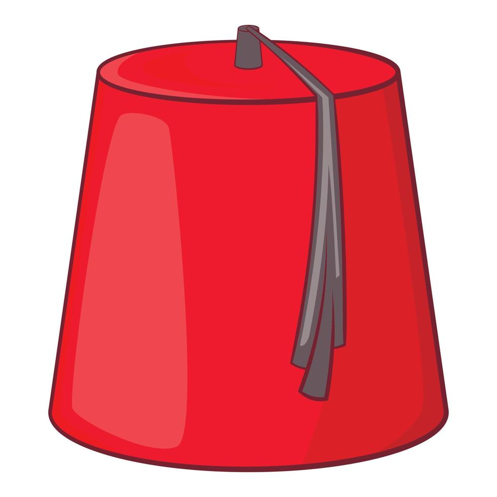 icône de fez turc rouge, style cartoon vecteur