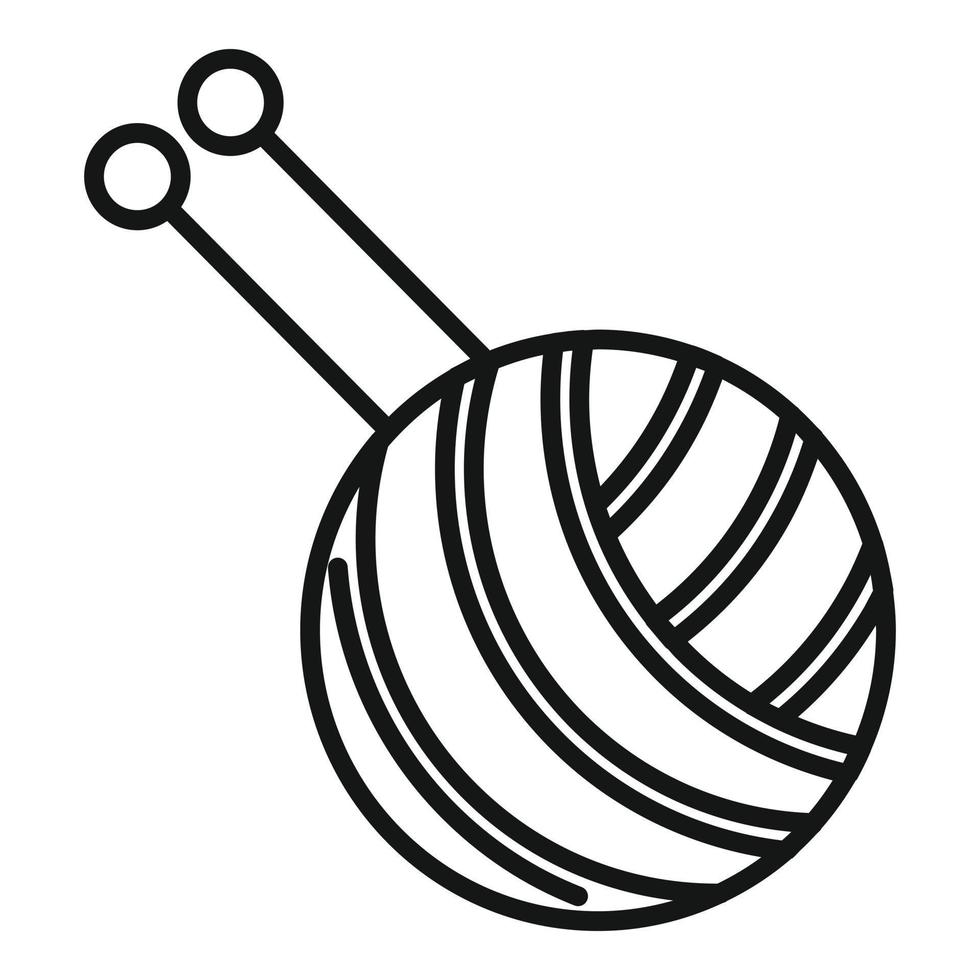 icône de boule de tricot, style de contour vecteur