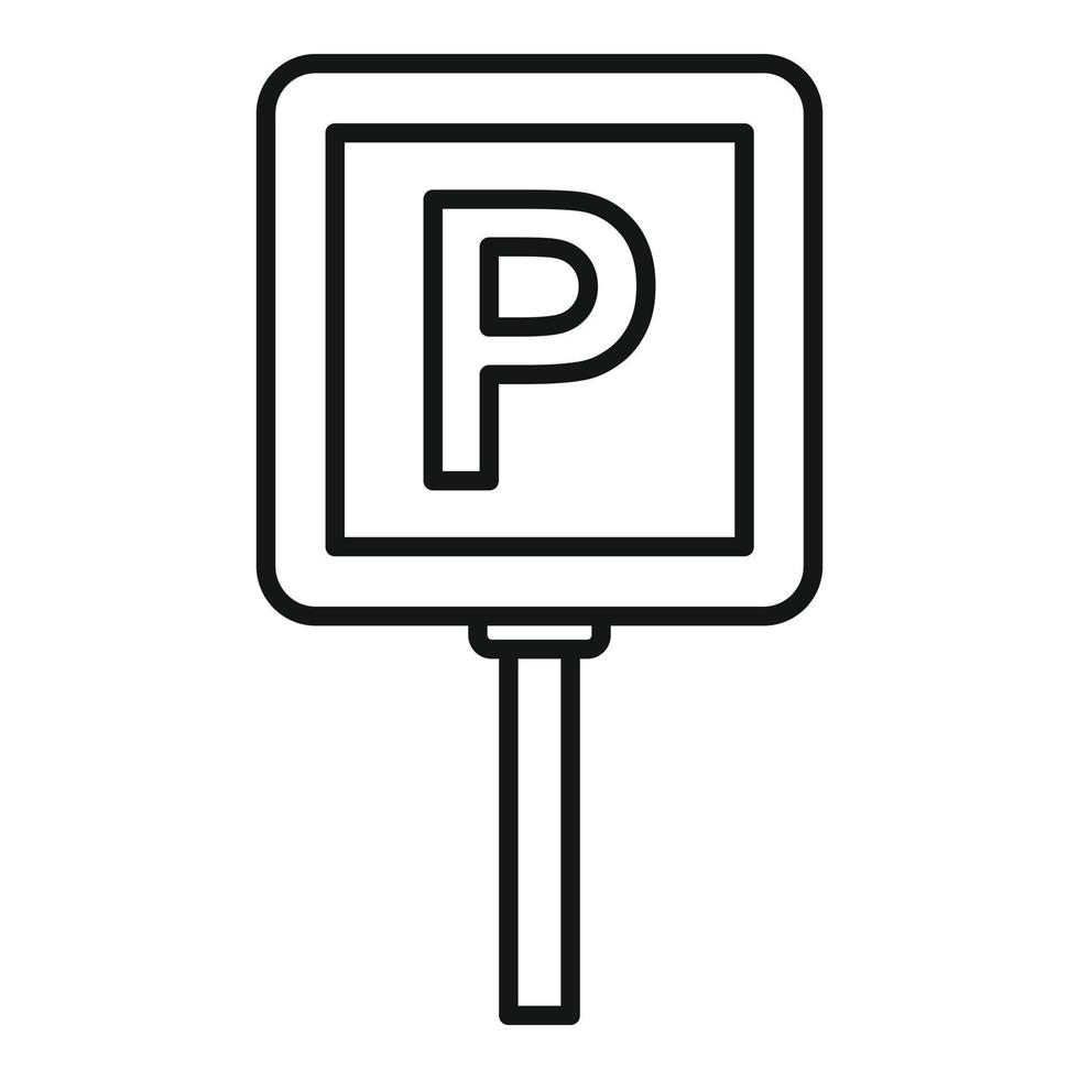 icône de panneau de signalisation de stationnement, style de contour vecteur