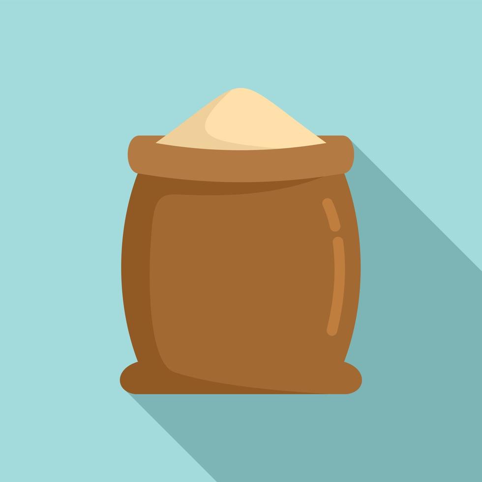 icône de sac de farine ouverte, style plat vecteur