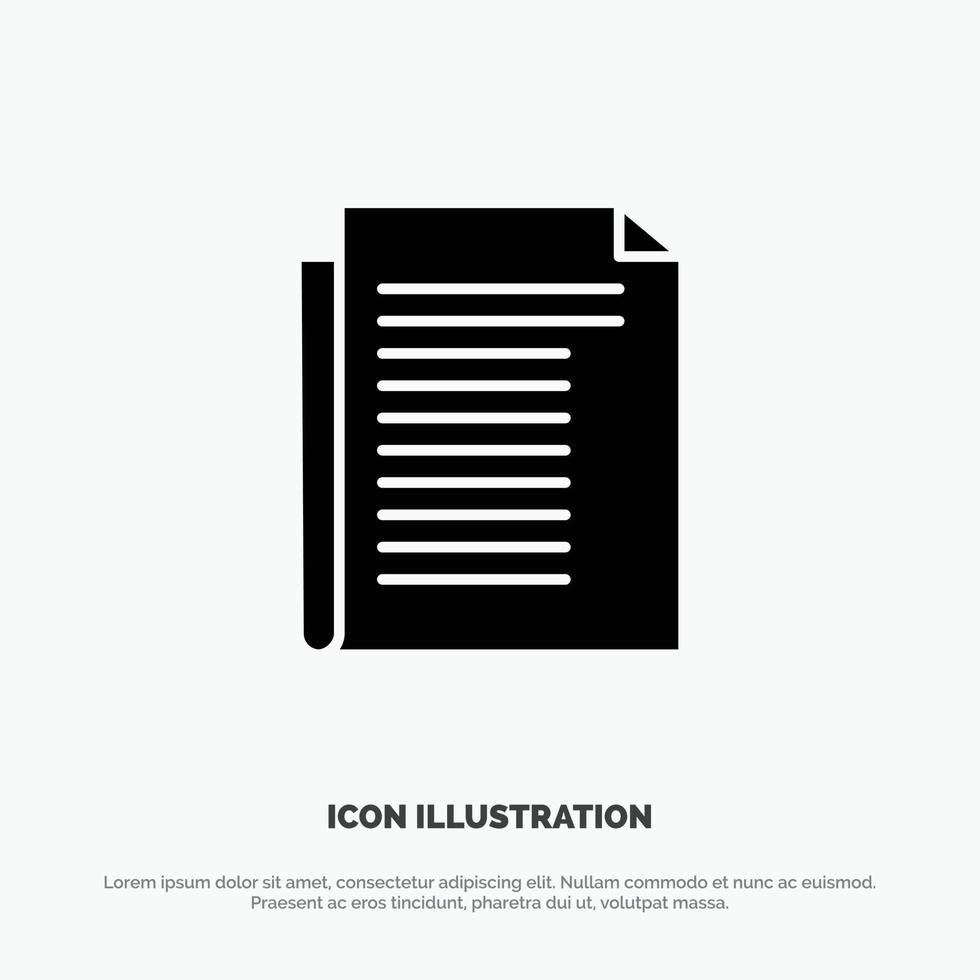 document note rapport papier solide glyphe icône vecteur