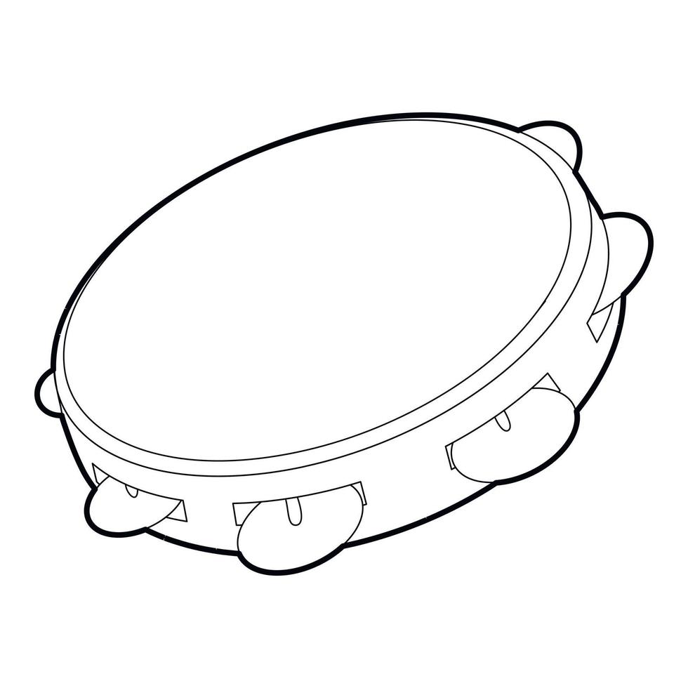 icône de tambourin, style isométrique de contour vecteur