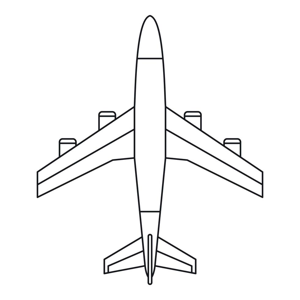 icône d'avion, style de contour vecteur