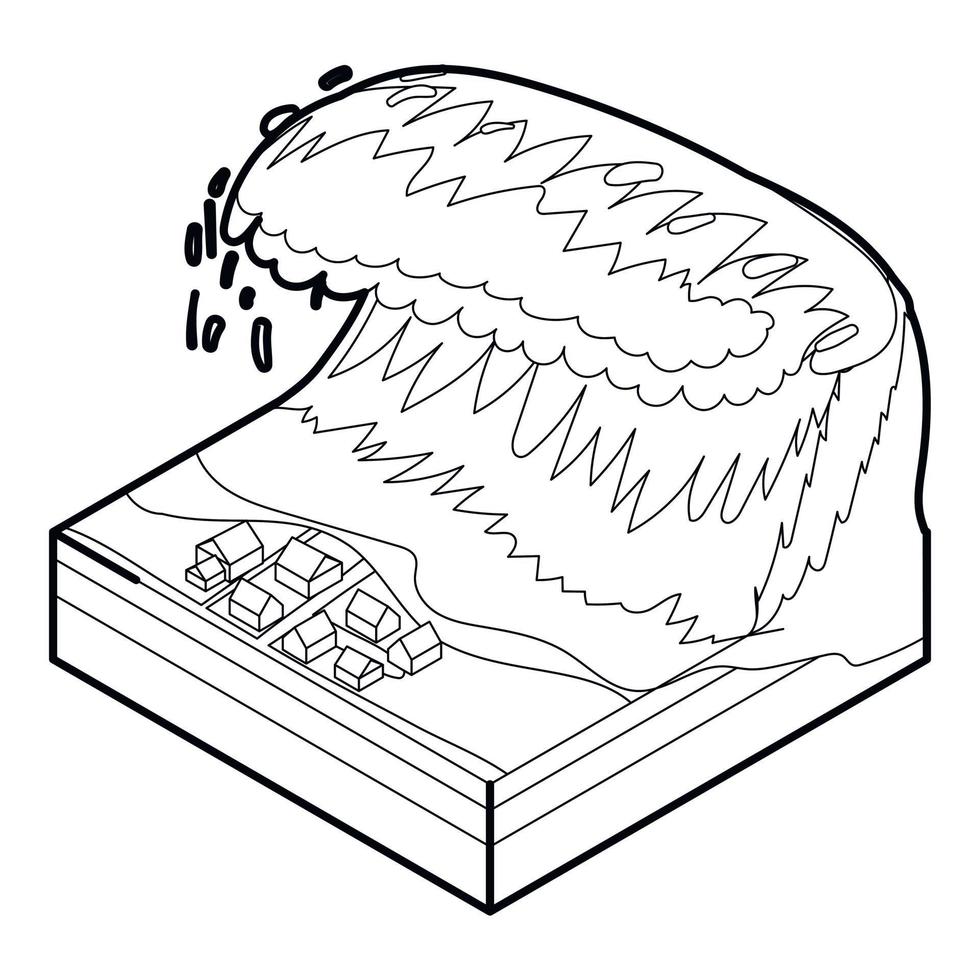 icône de vague de tsunami, style de contour vecteur