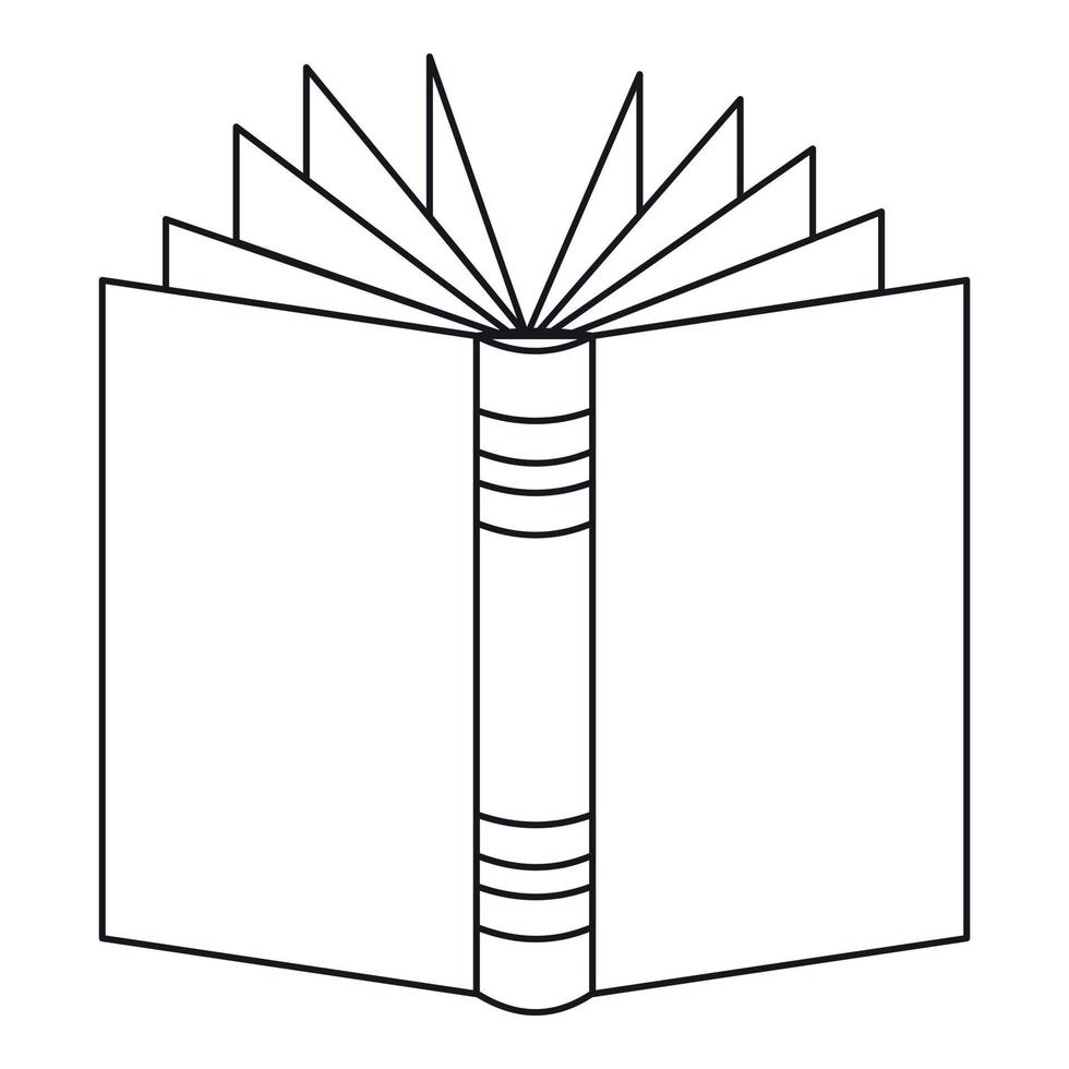 icône de livre épais ouvert, style de contour vecteur