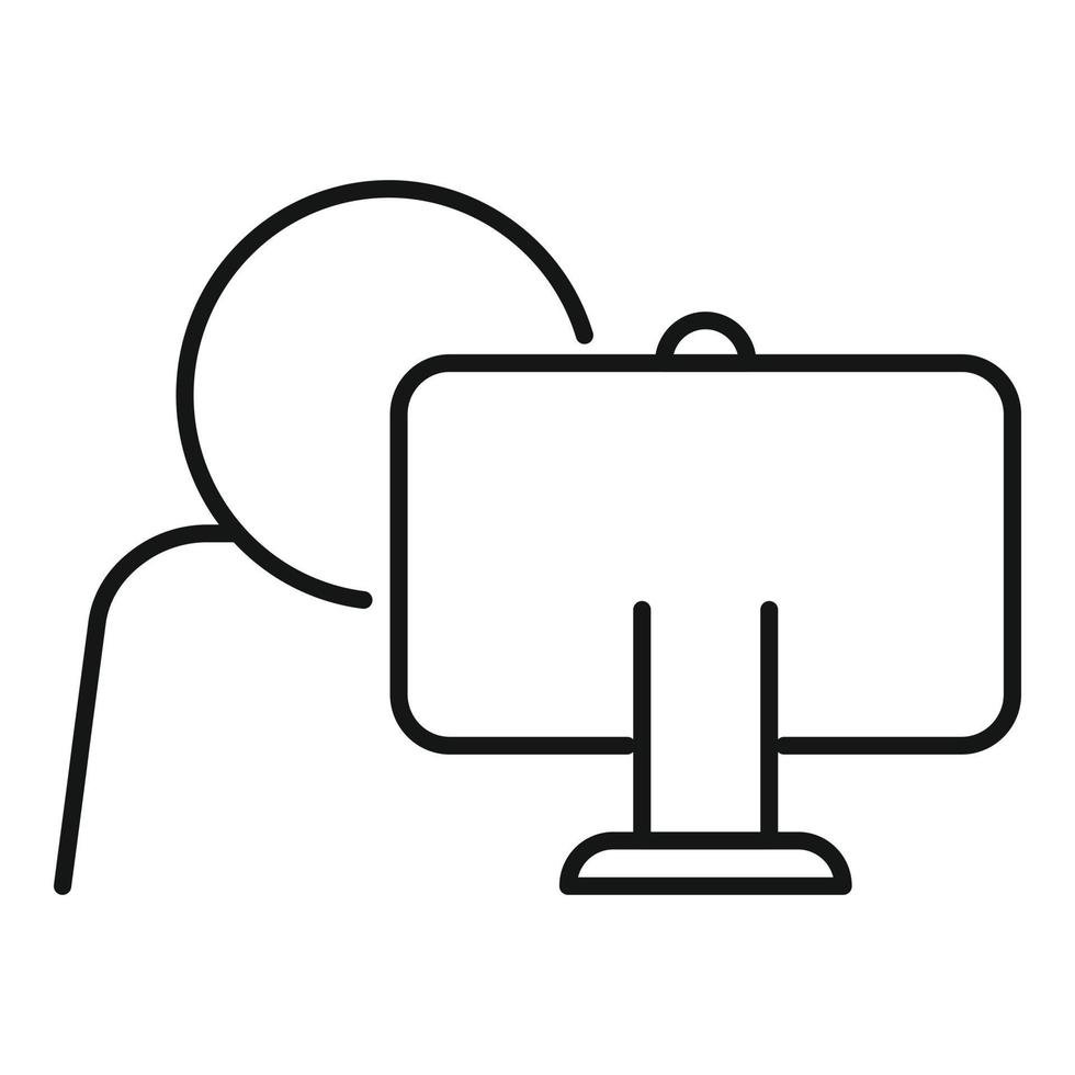 icône de réunion vidéo en ligne, style de contour vecteur