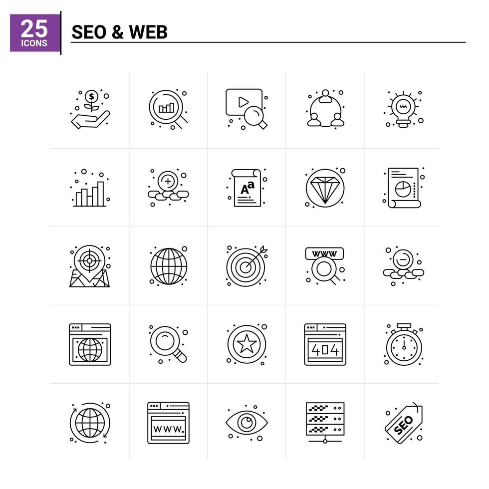 25 seo web icon set vector background