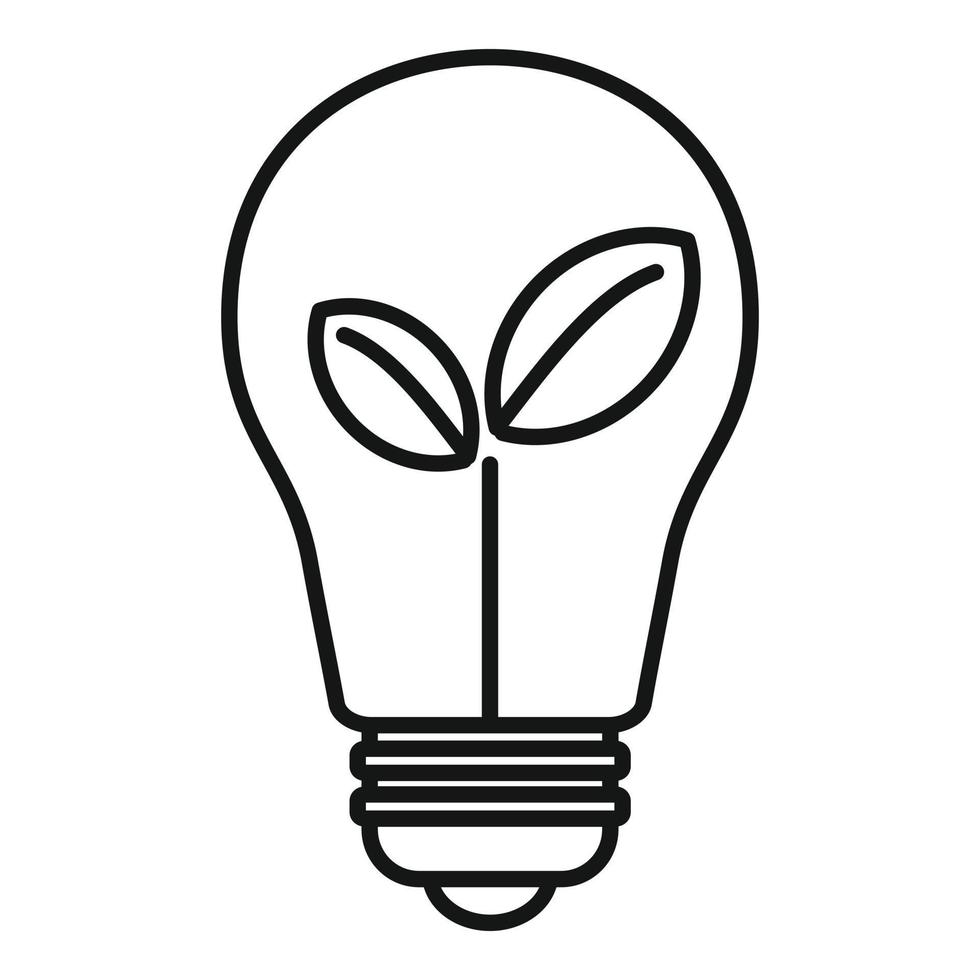 icône d'énergie d'ampoule écologique, style de contour vecteur