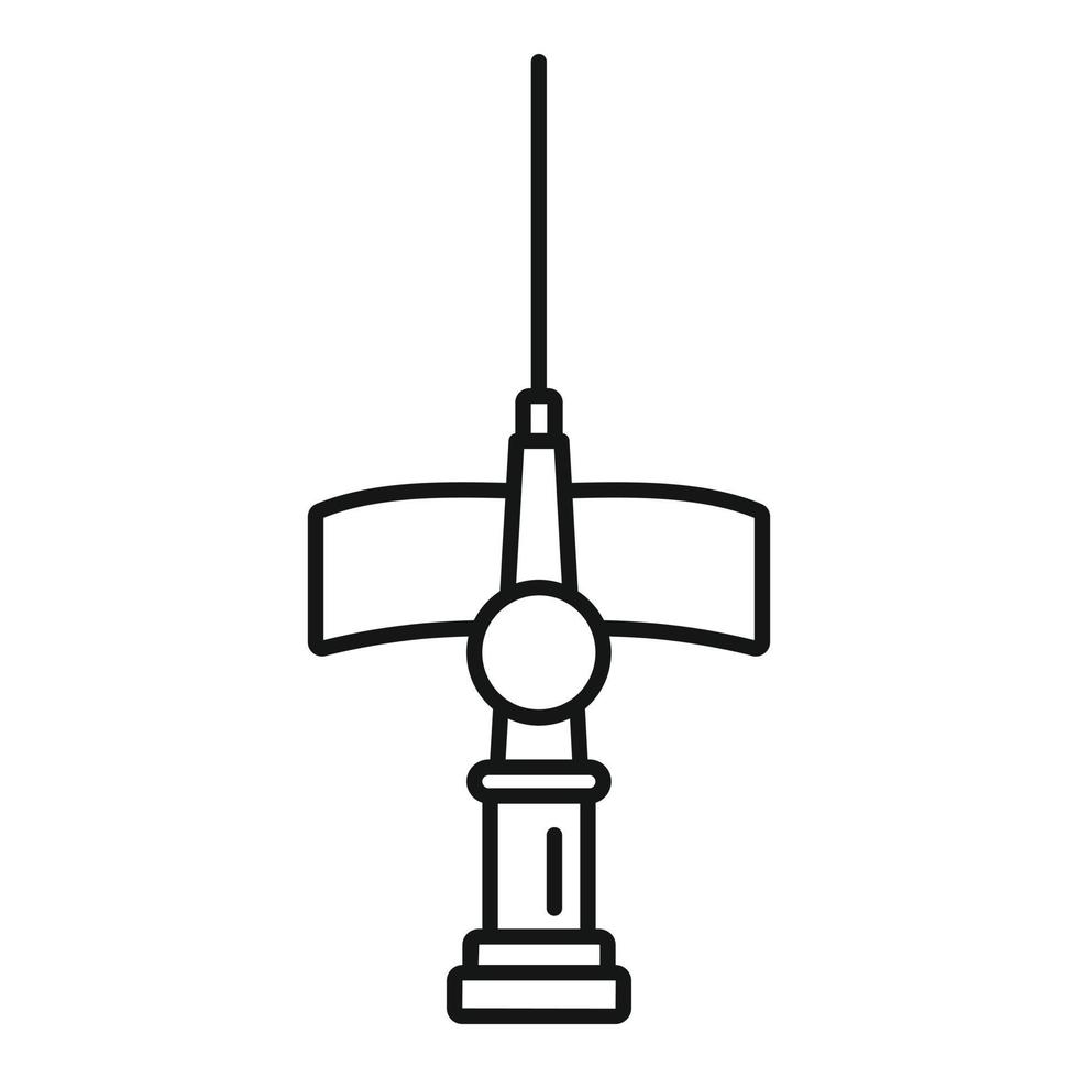 icône de cathéter à aiguille, style de contour vecteur