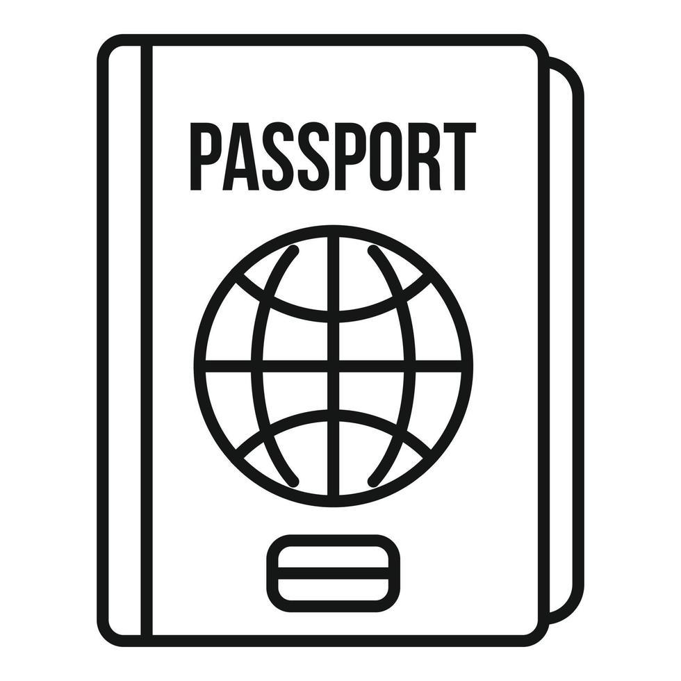 icône de passeport de voyage, style de contour vecteur