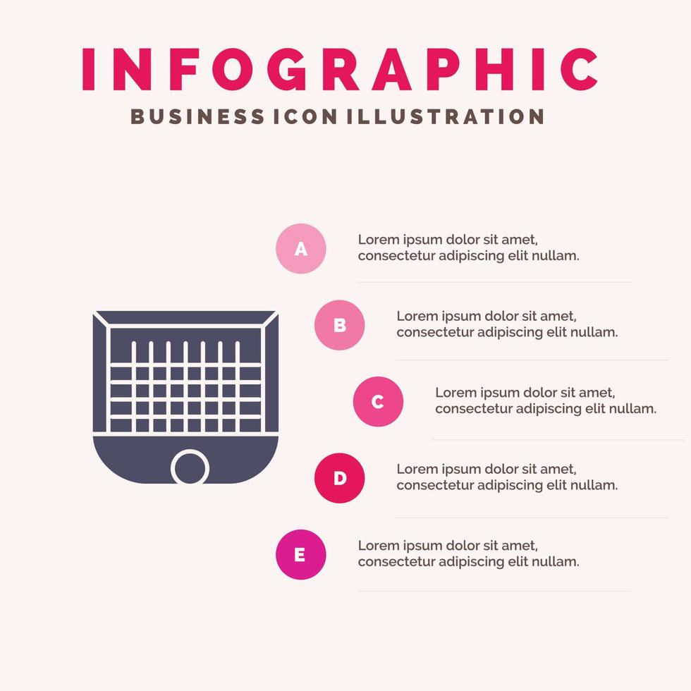 ballon porte poteau net football solide icône infographie 5 étapes présentation arrière-plan vecteur