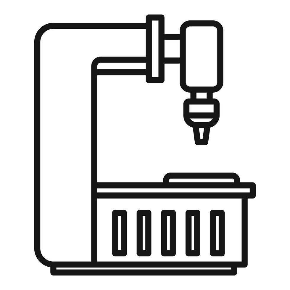 icône de fraiseuse d'usine, style de contour vecteur