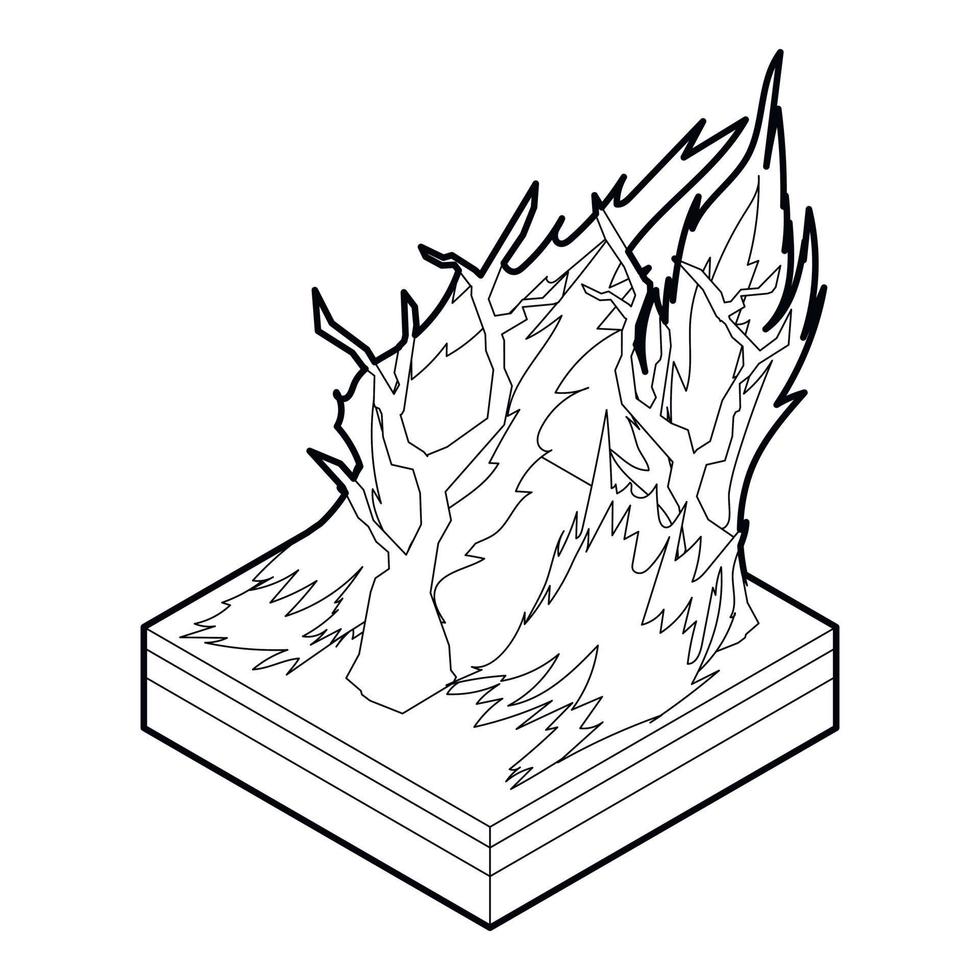 icône de feu de forêt, style de contour vecteur