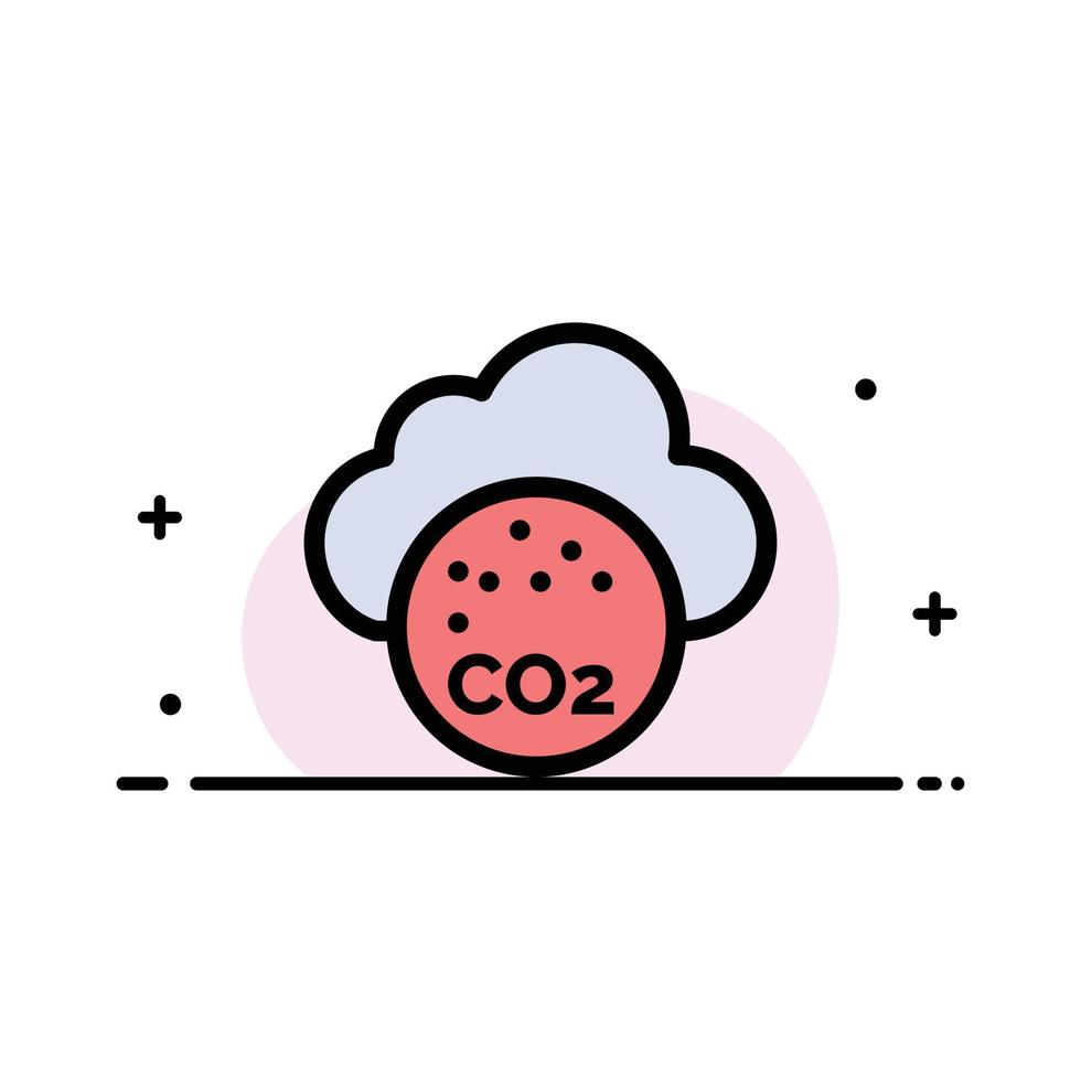 air dioxyde de carbone co2 pollution entreprise ligne plate remplie icône vecteur modèle de bannière