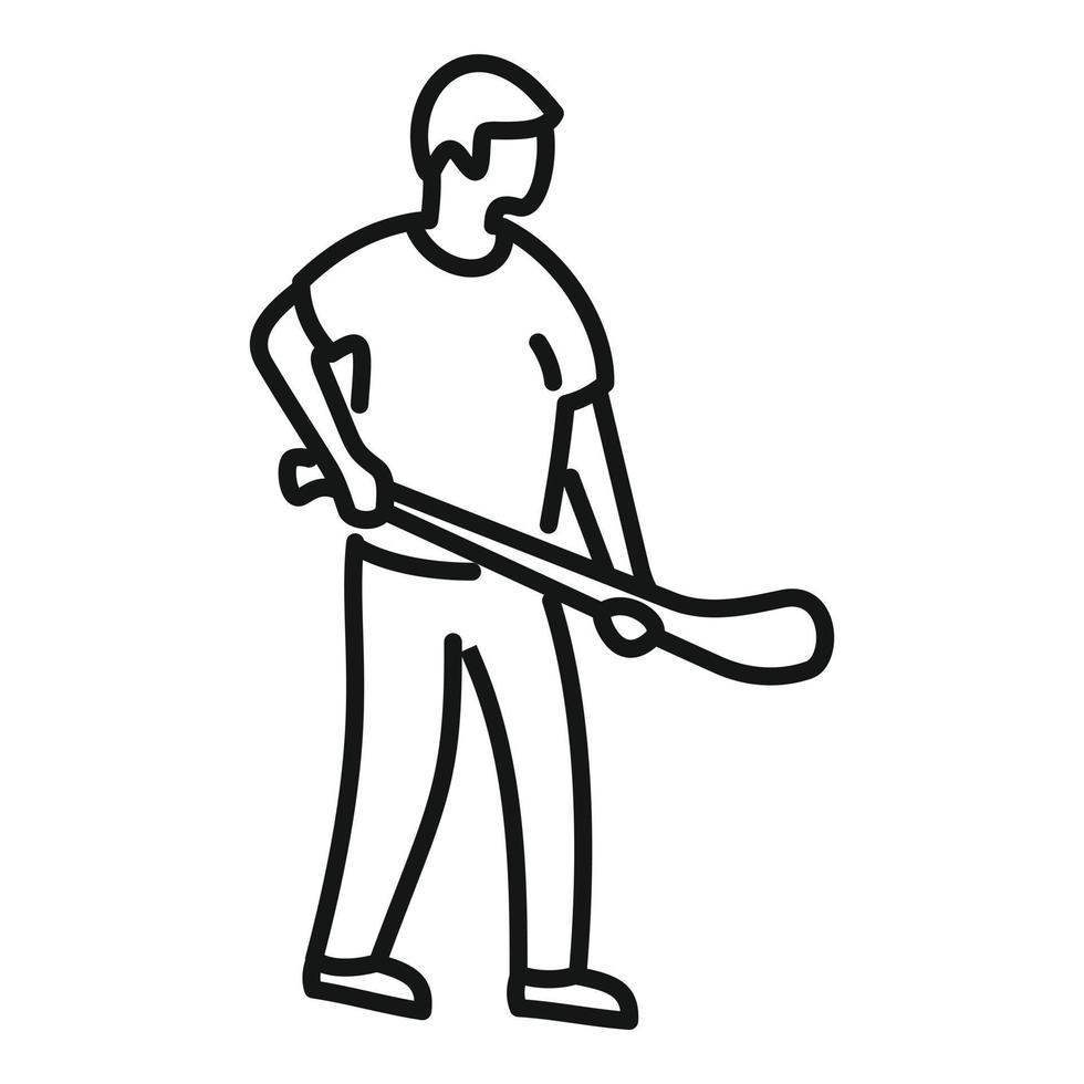 icône de joueur de hurling, style de contour vecteur