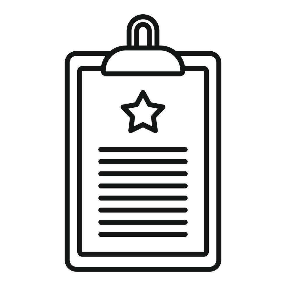 icône de presse-papiers de certificat, style de contour vecteur