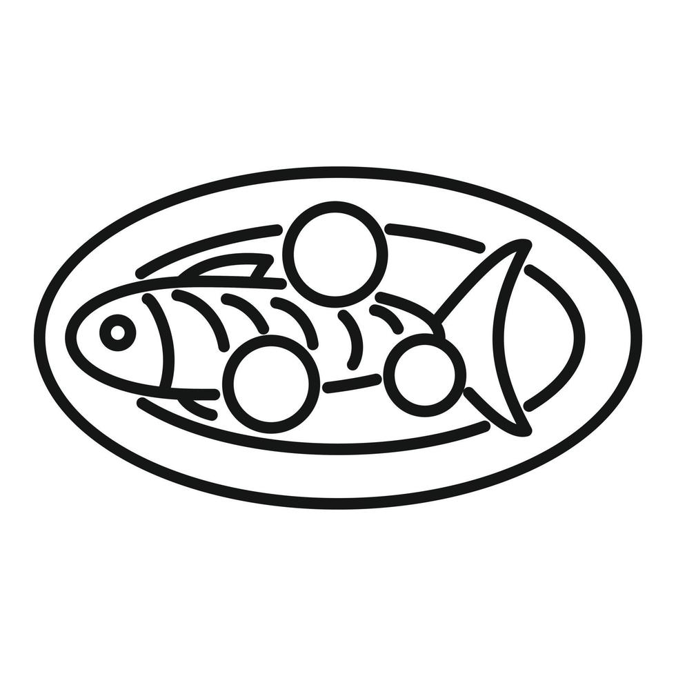 icône de poisson de mer alimentaire grèce, style de contour vecteur