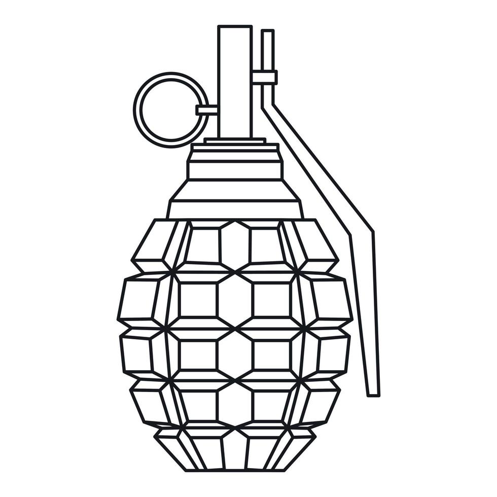grenade à main, icône d'explosion de bombe, style de contour vecteur
