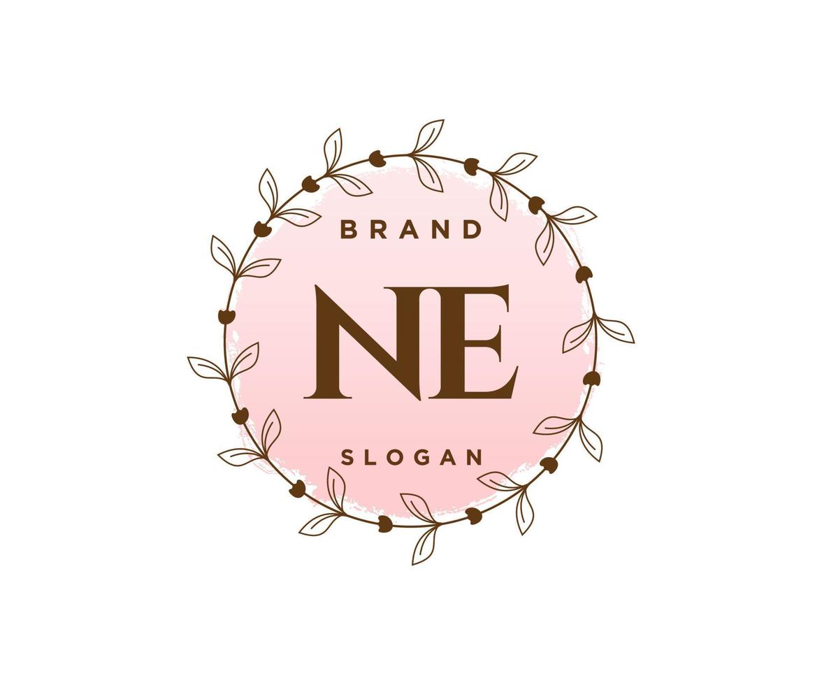 initial ne logo féminin. utilisable pour les logos nature, salon, spa, cosmétique et beauté. élément de modèle de conception de logo vectoriel plat.