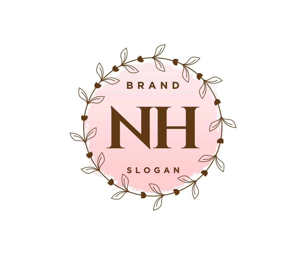 logo féminin nh initial. utilisable pour les logos nature, salon, spa, cosmétique et beauté. élément de modèle de conception de logo vectoriel plat.