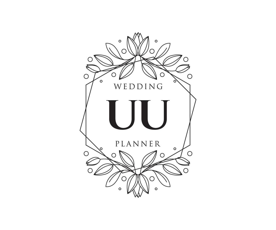 collection de logos de monogramme de mariage lettre initiales uu, modèles minimalistes et floraux modernes dessinés à la main pour cartes d'invitation, réservez la date, identité élégante pour restaurant, boutique, café en image vectorielle vecteur