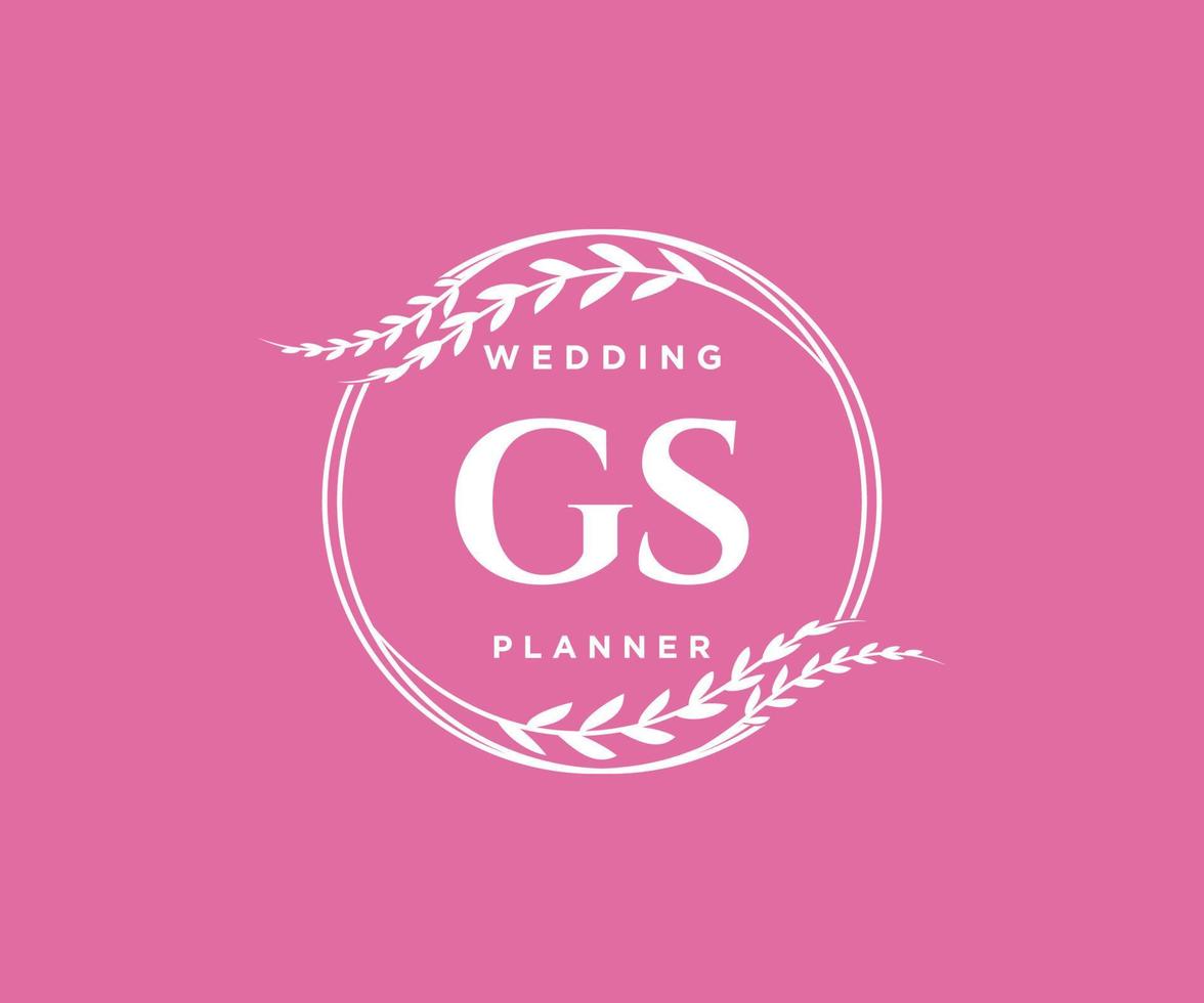 gs initiales lettre collection de logos de monogramme de mariage, modèles minimalistes et floraux modernes dessinés à la main pour cartes d'invitation, réservez la date, identité élégante pour restaurant, boutique, café en image vectorielle vecteur