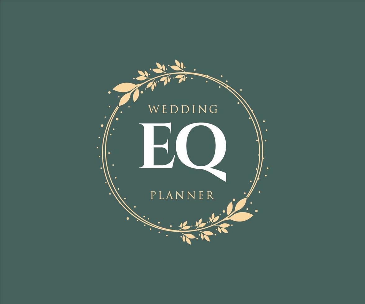 eq initiales lettre collection de logos de monogramme de mariage, modèles minimalistes et floraux modernes dessinés à la main pour cartes d'invitation, réservez la date, identité élégante pour restaurant, boutique, café en image vectorielle vecteur