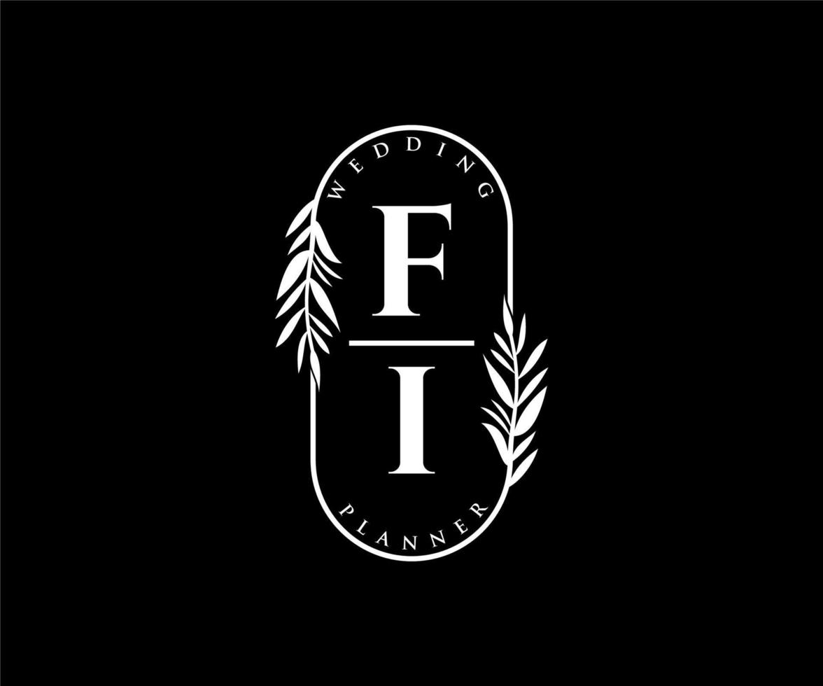 fi initiales lettre mariage monogramme logos collection, modèles minimalistes et floraux modernes dessinés à la main pour cartes d'invitation, réservez la date, identité élégante pour restaurant, boutique, café en image vectorielle vecteur