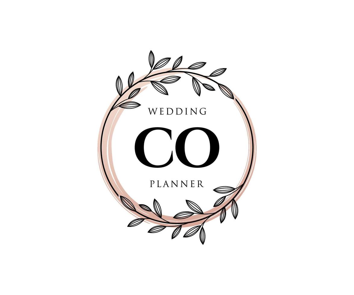 co initiales lettre mariage monogramme logos collection, modèles minimalistes et floraux modernes dessinés à la main pour cartes d'invitation, réservez la date, identité élégante pour restaurant, boutique, café en image vectorielle vecteur