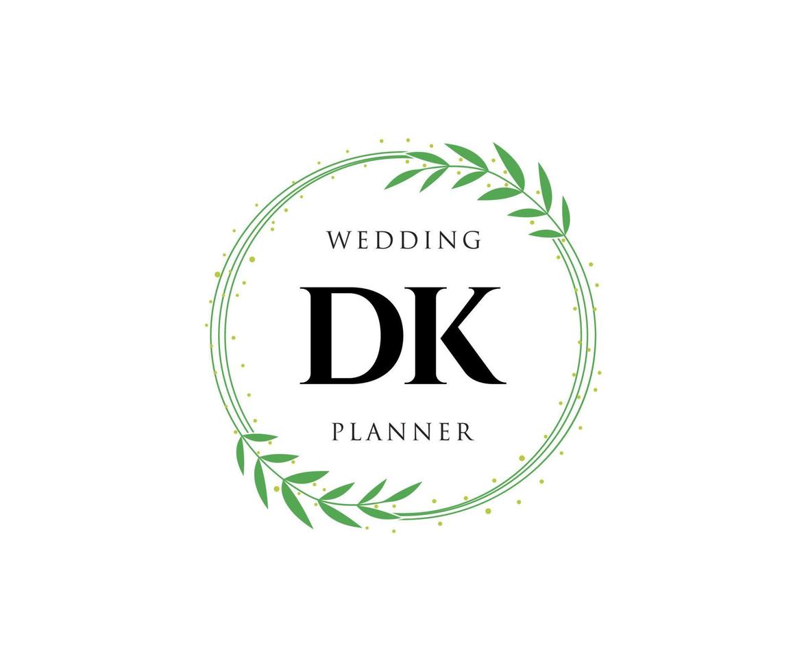 dk initiales lettre collection de logos de monogramme de mariage, modèles minimalistes et floraux modernes dessinés à la main pour cartes d'invitation, réservez la date, identité élégante pour restaurant, boutique, café en image vectorielle vecteur