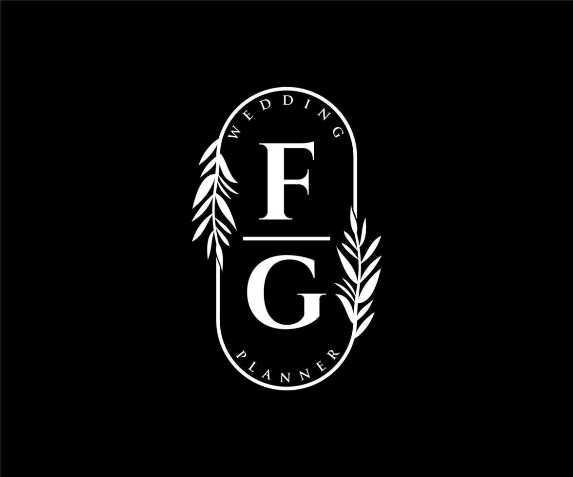 fg initiales lettre collection de logos de monogramme de mariage, modèles minimalistes et floraux modernes dessinés à la main pour cartes d'invitation, réservez la date, identité élégante pour restaurant, boutique, café en image vectorielle vecteur