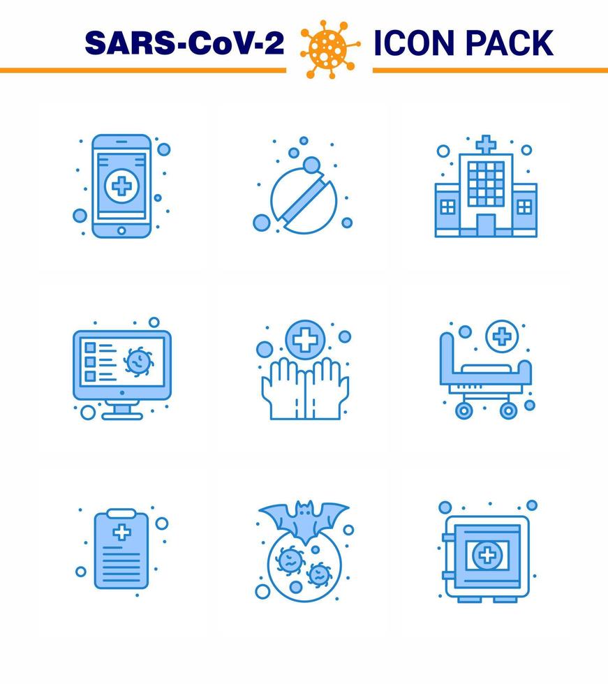 ensemble d'icônes de prévention des coronavirus 25 bâtiment d'enregistrement d'hygiène bleu dépistage de virus coronavirus viral 2019nov éléments de conception de vecteur de maladie
