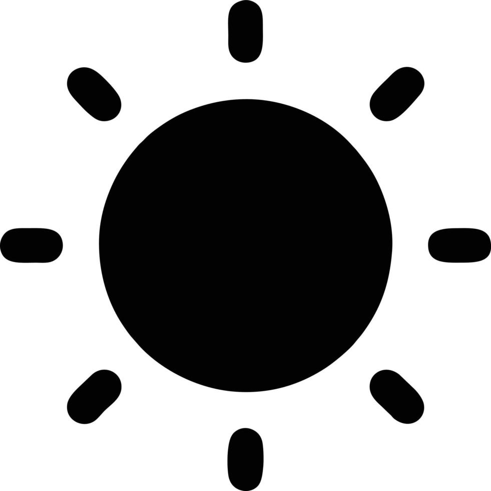 icône du soleil sur fond blanc, illustration du symbole de l'icône du soleil en noir sur fond blanc vecteur