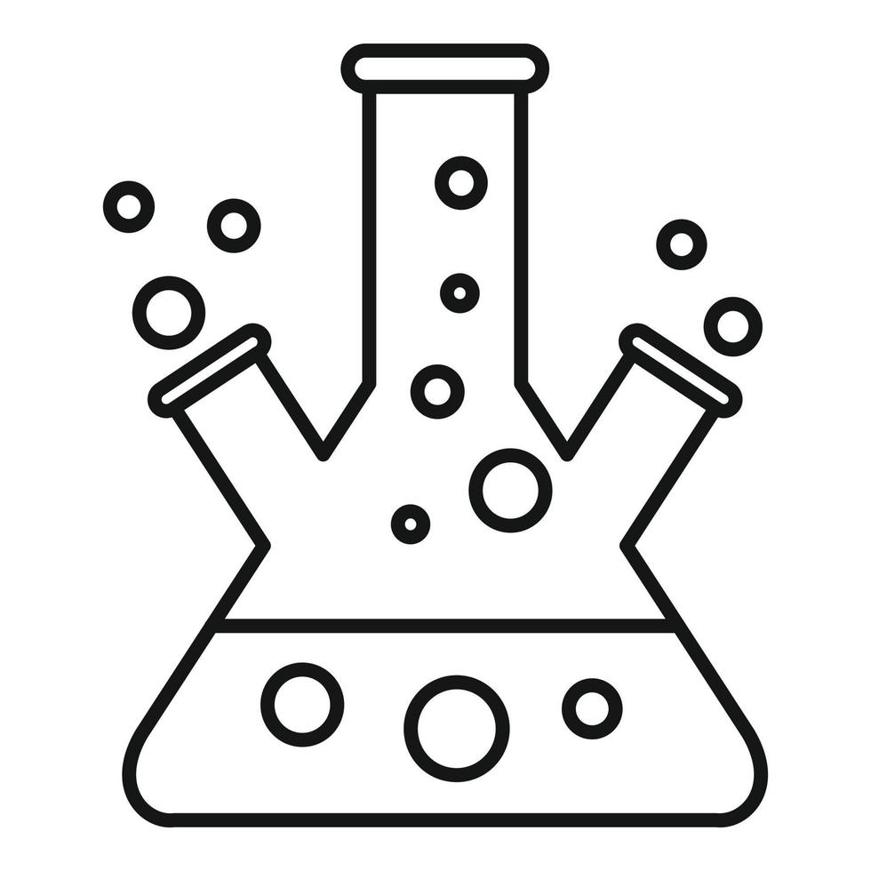 icône de flacon de laboratoire de test, style de contour vecteur
