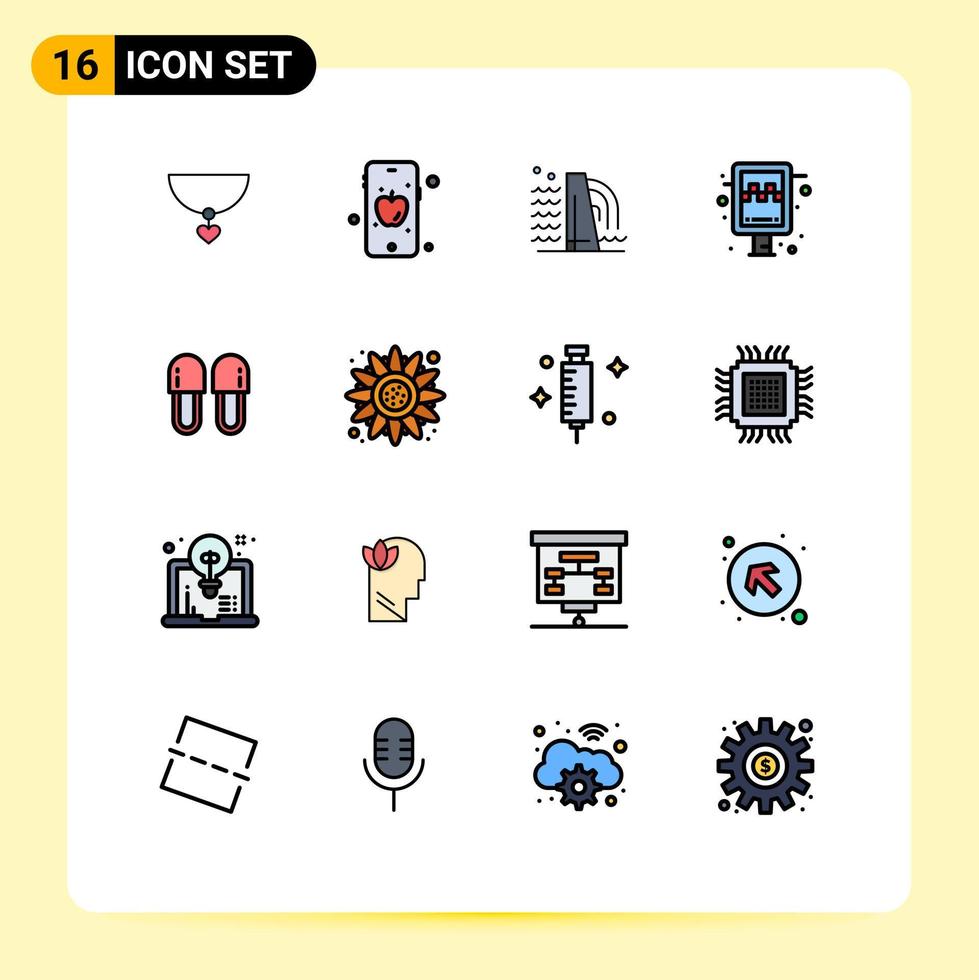 pack d'icônes vectorielles stock de 16 signes et symboles de ligne pour les éléments de conception vectoriels créatifs modifiables de la station de beauté de l'usine de cosmétiques de relaxation vecteur