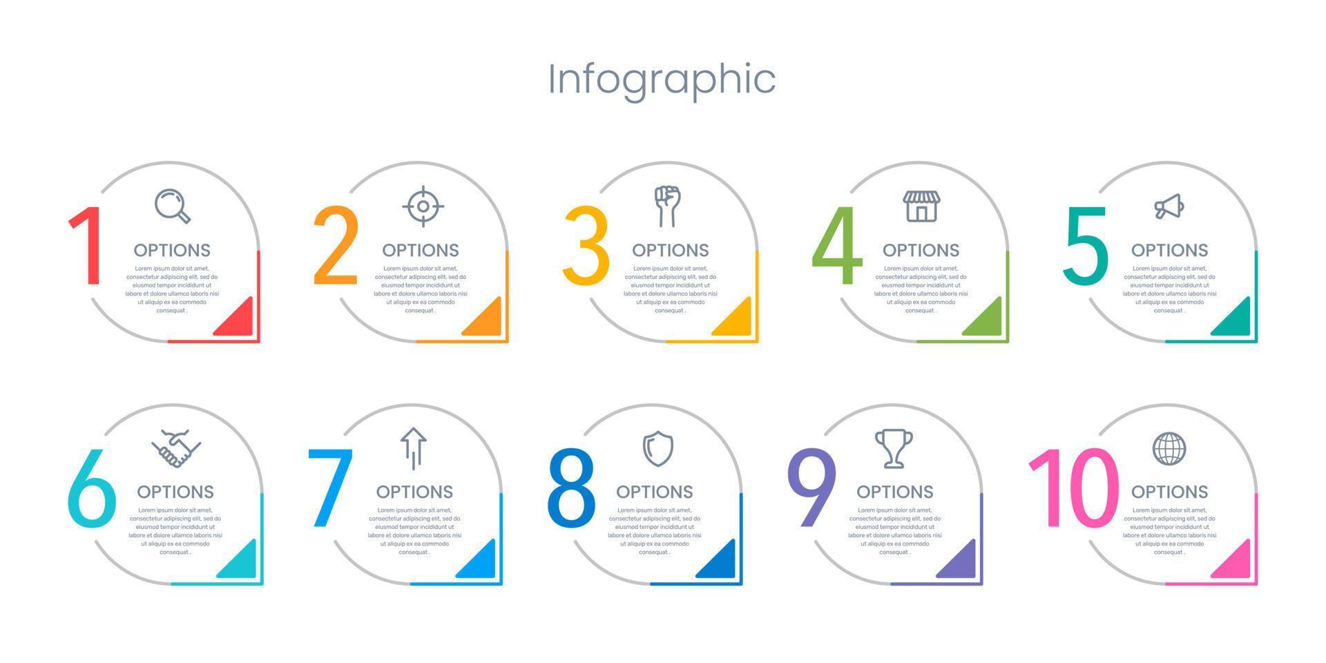 ensemble de numéros 1 à 10 infographies pop-up. illustration vectorielle. vecteur