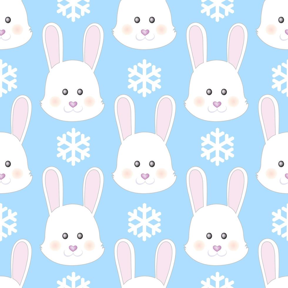 lapin de dessin animé mignon avec des flocons de neige. textile design imprimé pour la mode enfantine. impression pour textile, emballage, carte postale. vecteur