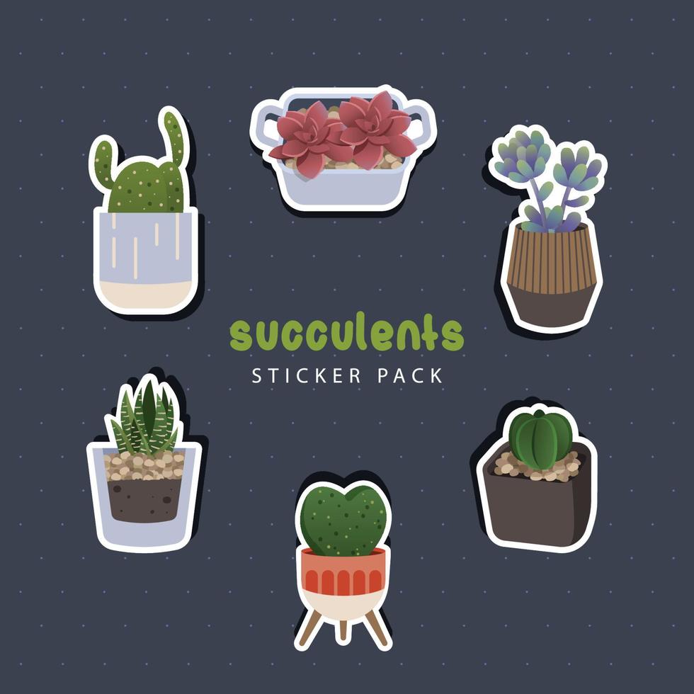 pack d'autocollants succulentes vecteur