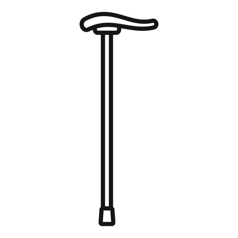 icône de bâton de marche en bois, style de contour vecteur