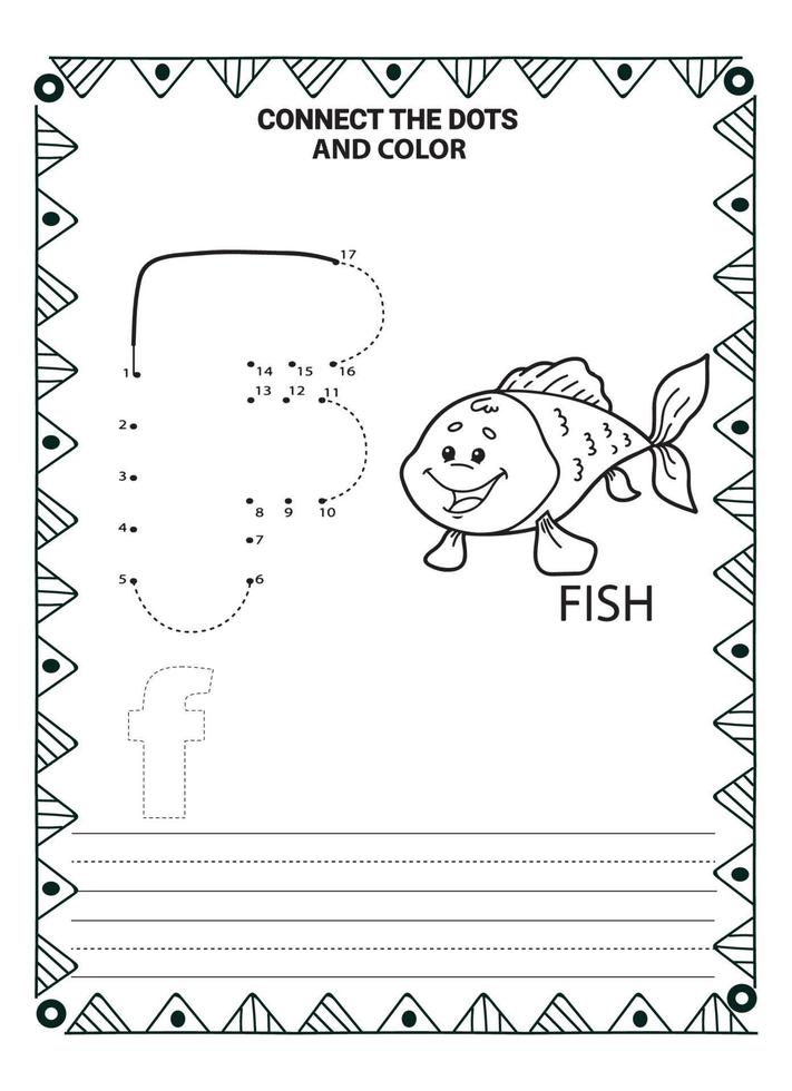 Alphabet do to dot et coloriage pour les enfants et les tout-petits vecteur