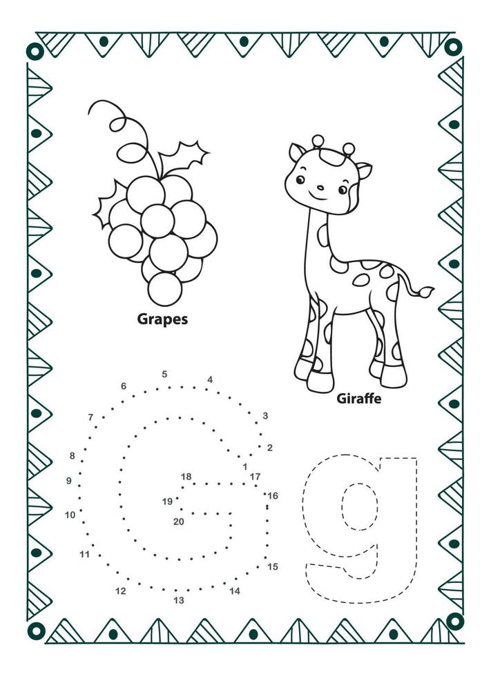 Alphabet do to dot et coloriage pour les enfants et les tout-petits vecteur