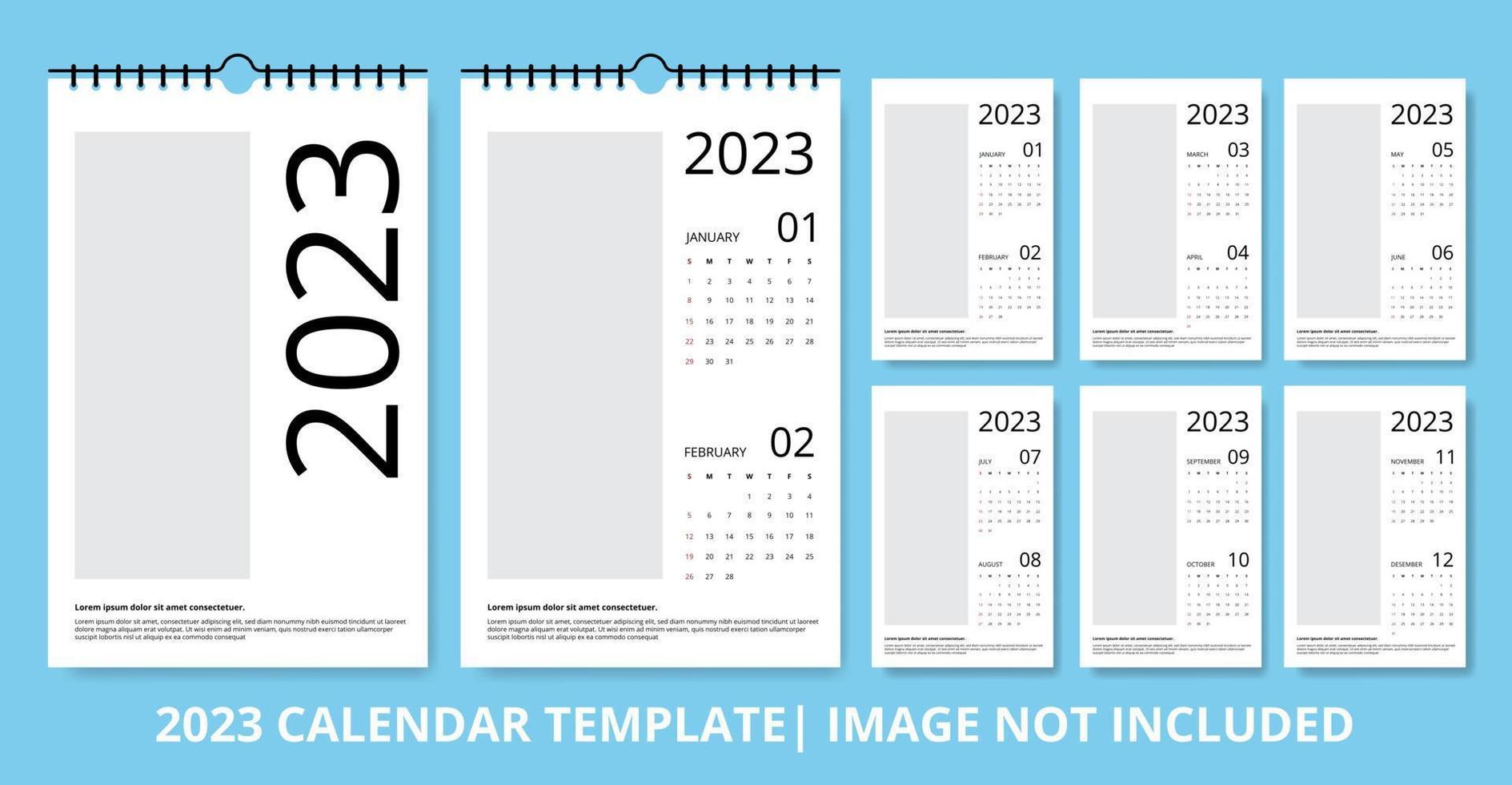 Conception de modèle de calendrier vertical moderne 2023 vecteur