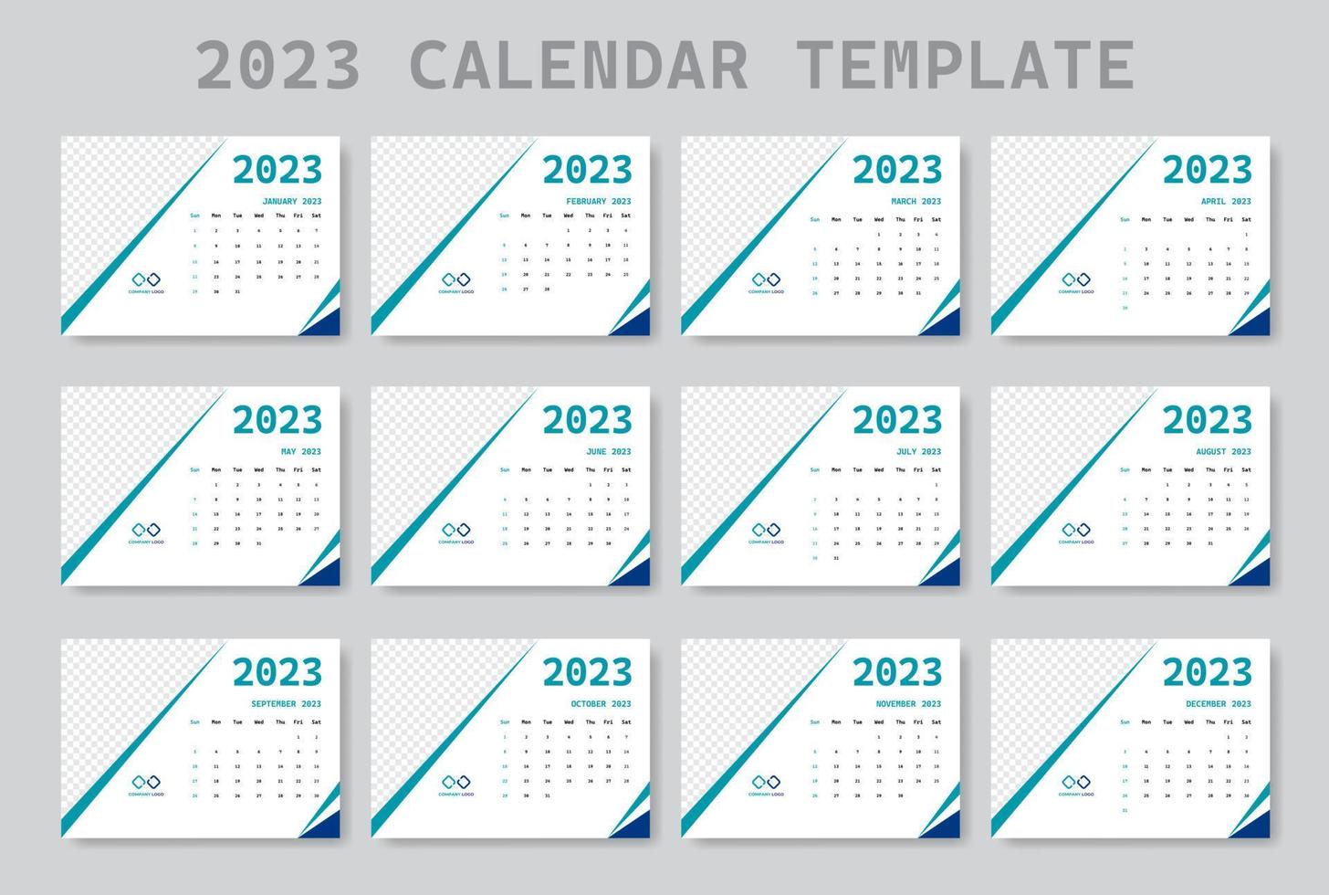 Modèle de calendrier simple et propre du nouvel an 2023 vecteur